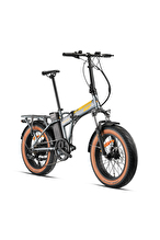Loop Elektrikli Bisiklet DISCOVERY - 20J - Katlanır ( FAT Bike) - 7 Vites - Elektrikli - Mat Füme-Turuncu/Gri