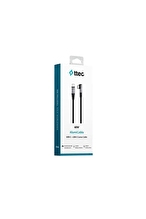 ttec 2DK63S AlumiCable USB-C USB-C 60W PD/QC 90° L Tasarımlı Gamer Oyuncu 150cm Hızlı Şarj/Data Kablosu-Siyah