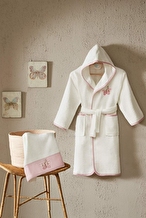 Cottons & Clouds Butterfly Nakışlı Kapüşonlu Çocuk Bornozu 3 / 4 Yaş