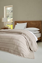 Cottons & Clouds Striped Waffle Throw Örtü 140 x 200 cm