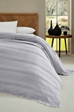 Cottons & Clouds Striped Waffle Throw Örtü 140 x 200 cm
