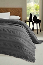 Cottons & Clouds Striped Waffle Throw Örtü 140 x 200 cm