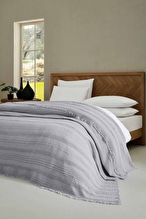 Cottons & Clouds Striped Waffle Throw Örtü 140 x 245 cm