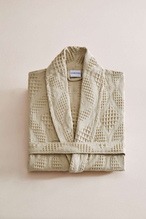 Cottons & Clouds Lattice Şal Yaka Bornoz