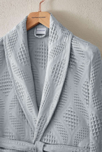 Cottons & Clouds Lattice Şal Yaka Bornoz