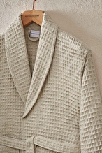 Cottons & Clouds Waffle Diagonal Şal Yaka Bornoz