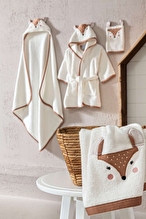 Cottons & Clouds Little Fox Nakışlı Kapüşonlu Bebek Bornozu 0 / 1 Yaş