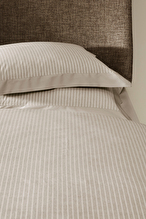 Cottons & Clouds Stripe Line Lastikli Çarşaf Çift Kişilik Keten Çizgili Pamuk Nevresim Takımı