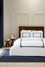 Cottons & Clouds Art Deco Lastikli Çarşaf King Size Nakışlı Saten Nevresim Takımı