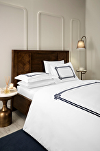 Cottons & Clouds Art Deco Lastikli Çarşaf King Size Nakışlı Saten Nevresim Takımı