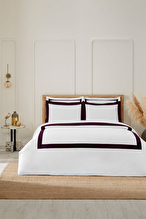 Cottons & Clouds Midnight Plum Lastikli Çarşaf King Size Nakışlı Saten Nevresim Takımı