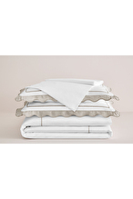 Cottons & Clouds Retro Line Lastikli Çarşaf King Size Nakışlı Saten Nevresim Takımı