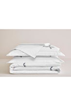 Cottons & Clouds Wave Line Lastikli Çarşaf Süper King Size Nakışlı Saten Nevresim Takımı