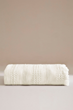 Cottons & Clouds Striped Waffle Throw Örtü 160 x 245 cm