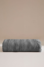 Cottons & Clouds Striped Waffle Throw Örtü 160 x 245 cm