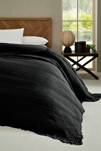 Cottons & Clouds Striped Waffle Throw Örtü 160 x 245 cm