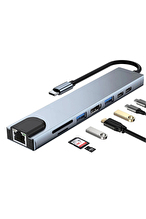 SHAZA 8in1 USB Type-C Hub Port Adaptör HDMI USB Ethernet PD Girişli