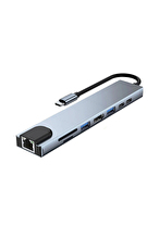 SHAZA 8in1 USB Type-C Hub Port Adaptör HDMI USB Ethernet PD Girişli