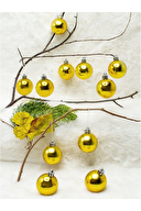 Yılbaşı Süsü Metalize ve Parlak Top Gold 4 cm 12'li (6 Parlak, 6 Metalize)