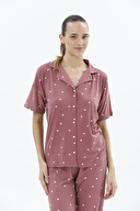Shefame Kadın Önden Düğmeli Kısa Kollu Pijama Takımı 24KDP7002PI