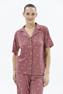 Shefame Kadın Önden Düğmeli Kısa Kollu Pijama Takımı 24KDP7002PI