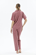 Shefame Kadın Önden Düğmeli Kısa Kollu Pijama Takımı 24KDP7002PI