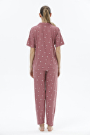 Shefame Kadın Önden Düğmeli Kısa Kollu Pijama Takımı 24KDP7002PI
