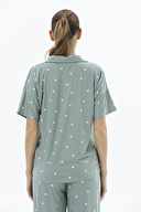 Shefame Kadın Önden Düğmeli Kısa Kollu Pijama Takımı 24KDP7003PI