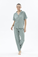 Shefame Kadın Önden Düğmeli Kısa Kollu Pijama Takımı 24KDP7003PI