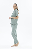 Shefame Kadın Önden Düğmeli Kısa Kollu Pijama Takımı 24KDP7003PI