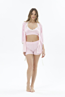 Shefame Kadın Sabahlıklı Crop Pijama Takımı 24KCP7001PI