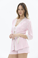 Shefame Kadın Sabahlıklı Crop Pijama Takımı 24KCP7001PI