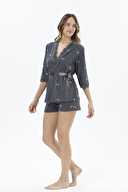 Shefame Kadın Sabahlıklı Crop Pijama Takımı 24KCP7015PI