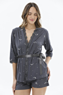 Shefame Kadın Sabahlıklı Crop Pijama Takımı 24KCP7015PI