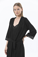 Shefame Kadın Dantel Detaylı Viskoz Gecelik Sabahlık Takımı 241OZR2