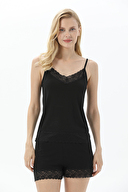 Shefame Kadın Dantel Detaylı Viskoz Askılı Şortlu Pijama Takımı 241OZR3