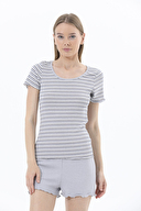 Shefame Kadın Çizgili Şortlu Pijama Takımı 241OZB1