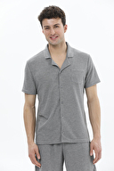 Finesuits Gömlek Yaka Düğmeli Kısa Kollu Waffle Şortlu Pijama Takımı 241SV9462