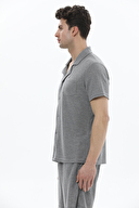 Finesuits Gömlek Yaka Düğmeli Kısa Kollu Waffle Şortlu Pijama Takımı 241SV9462