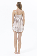 Shefame Çizgili İp Askılı Şifon Saten Pijama Takımı 241SV14883