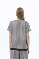 Shefame V Yaka Kısa Kollu Şifon Saten Pijama Takımı 241SV14888