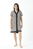 Shefame V Yaka Kısa Kollu Şifon Saten Gecelik 241SV14890