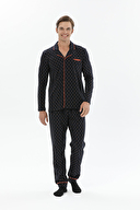 Finesuits Erkek Gömlek Yaka Puantiyeli Pijama Takımı 242SV9414