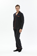 Finesuits Erkek Gömlek Yaka Puantiyeli Pijama Takımı 242SV9414