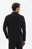 Finesuits Erkek Gömlek Yaka Puantiyeli Pijama Takımı 242SV9414