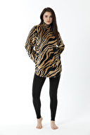 Shefame Kadın Dik Yaka Leopar Desenli Süper Yumuşak Polar Tayt Takım 242SV20835