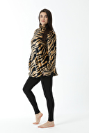 Shefame Kadın Dik Yaka Leopar Desenli Süper Yumuşak Polar Tayt Takım 242SV20835