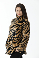 Shefame Kadın Dik Yaka Leopar Desenli Süper Yumuşak Polar Tayt Takım 242SV20835