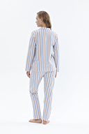 Shefame Kadın Gömlek Yaka Çizgili Pijama Takımı 242SV15988