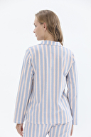 Shefame Kadın Gömlek Yaka Çizgili Pijama Takımı 242SV15988
